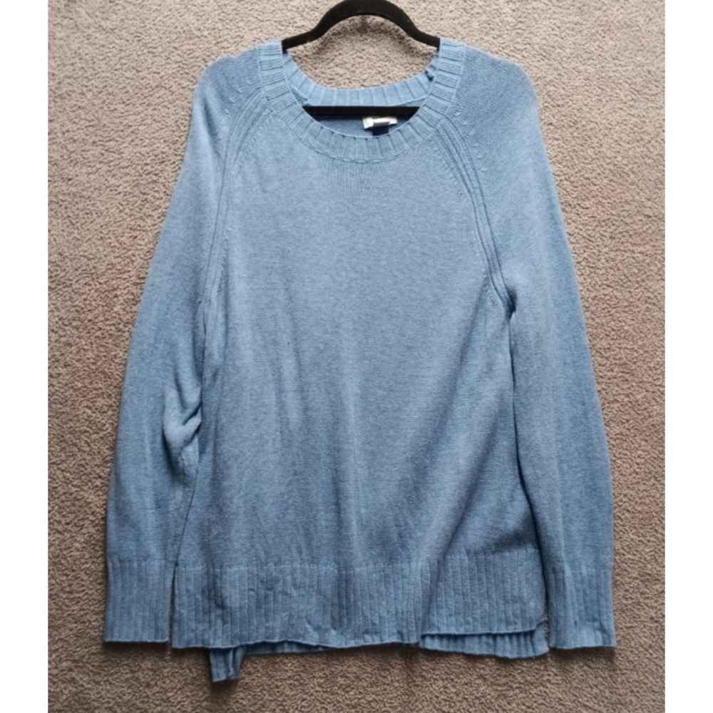 Old Navy Blue Heather Rib Trim Knit Sweater XL Long Sleeve Pullover